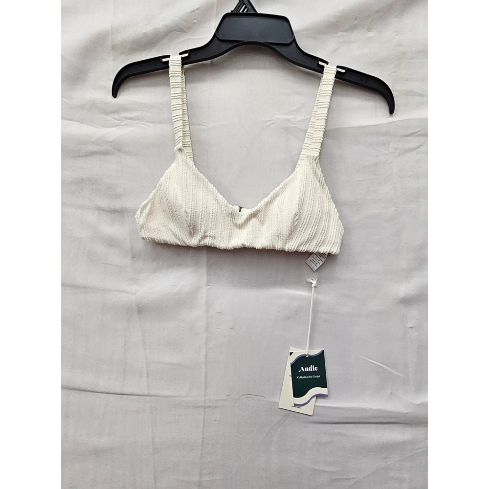 Andie for Target Womens Textured Ribbed Bikini Top White Nylon Blend Size XS